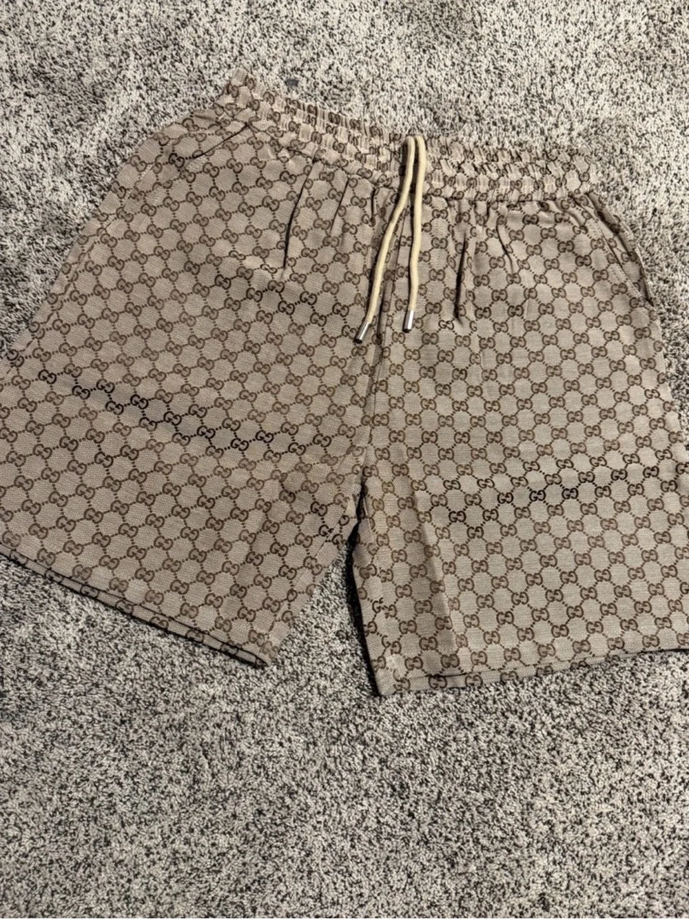Gucci Beige Monogram Drawstring Men's Shorts